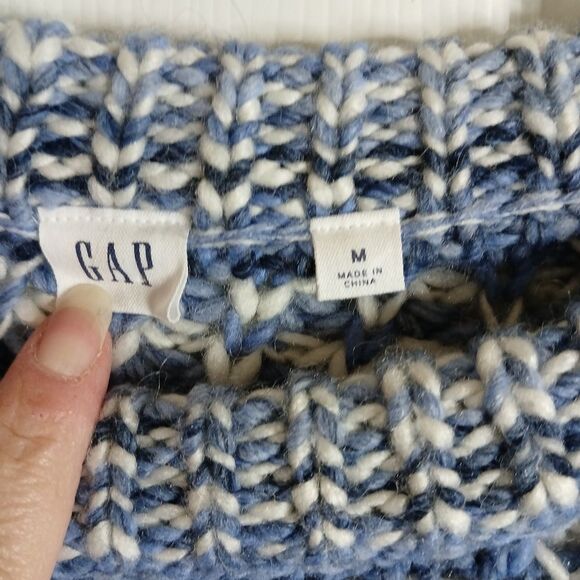 GAP Blue Marl Chunky Wool Blend Knit Sweater Sz MED - Picture 3 of 5